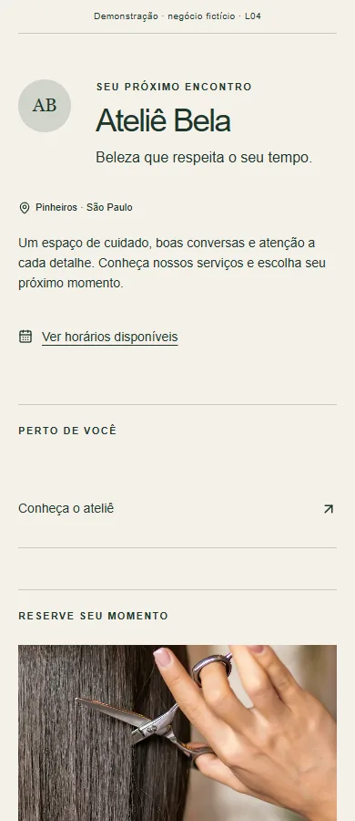 Prévia real do modelo Profissional